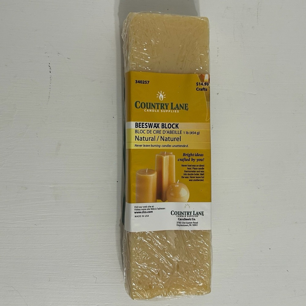 Country Lane Candle Supplies 1 Lb‎ Beeswax Block Wax Natural Made In USA